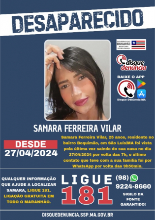 SAMARA FERREIRA VILAR - DESAPARECIDA