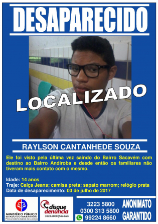 RAYLSON CANTANHEDE SOUZA - LOCALIZADO