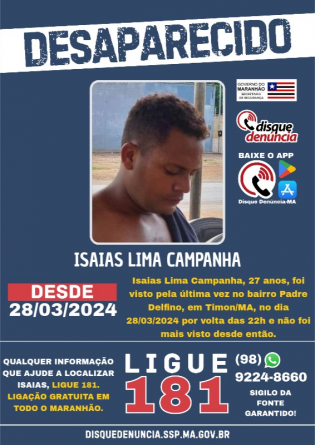 ISAÍAS LIMA CAMPANHA - DESAPARECIDO