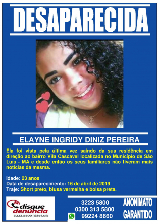 ELAYNE INGRIDY DINIZ PEREIRA - DESAPARECIDA