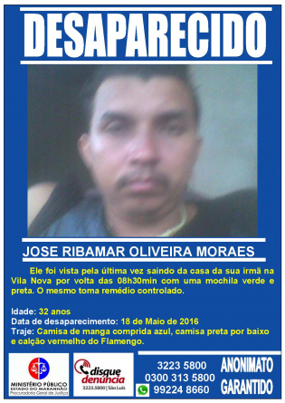 JOSE RIBAMAR OLIVEIRA MORAES - DESAPARECIDO