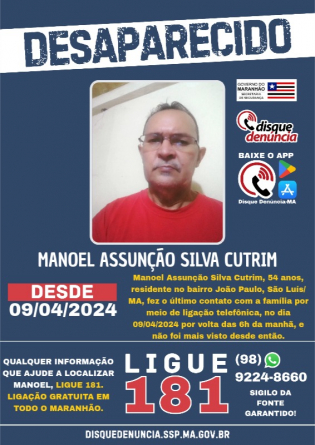 MANOEL ASSUNÇÃO SILVA CUTRIM - DESAPARECIDO