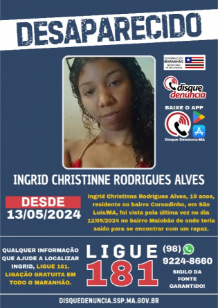 INGRID CHRISTINNE RODRIGUES ALVES - DESAPARECIDA