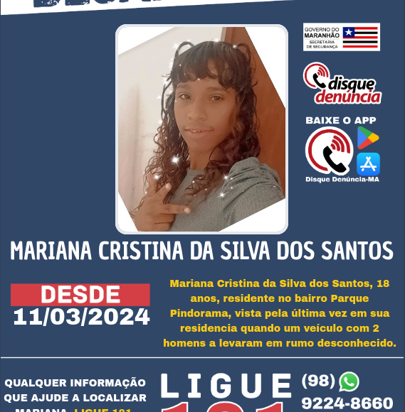 MARIANA CRISTINA DA SILVA DOS SANTOS – DESAPARECIDA