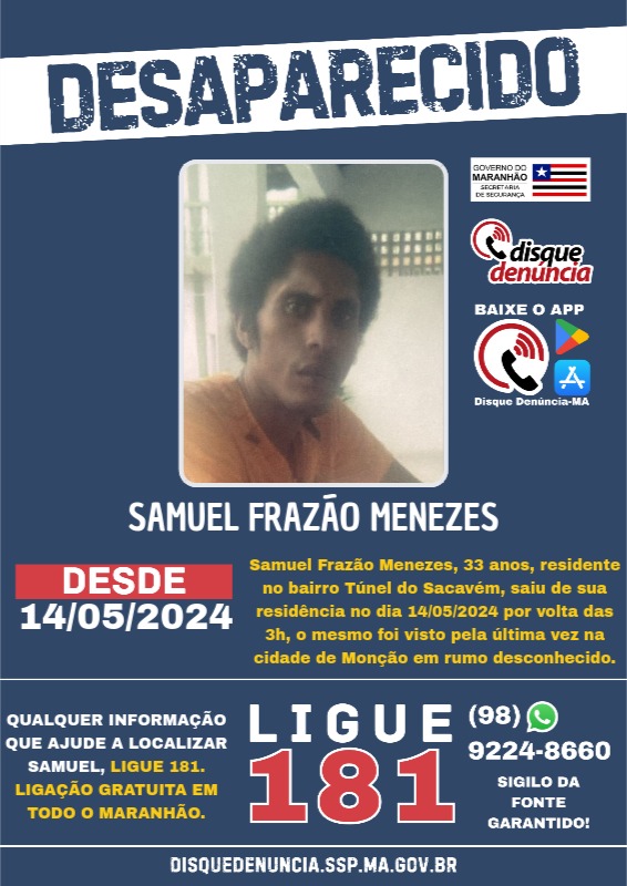 SAMUEL FRAZÃO MENEZES - DESAPARECIDO