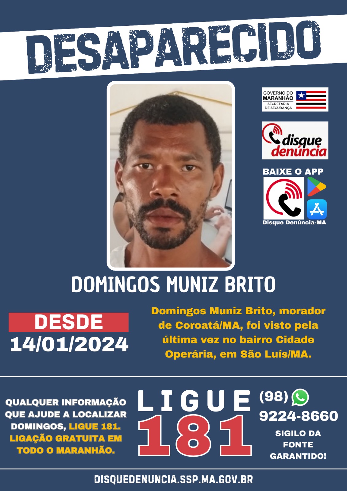 DOMINGOS MUNIZ BRITO - DESAPARECIDO