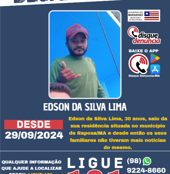 EDSON DA SILVA LIMA – desaparecido cartaz