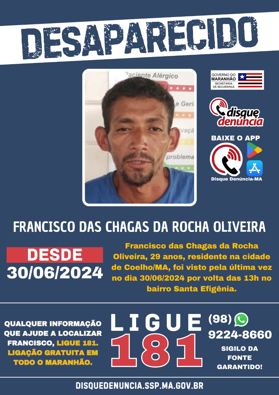 FRANCISCO DAS CHAGAS DA ROCHA OLIVEIRA - DESAPARECIDO