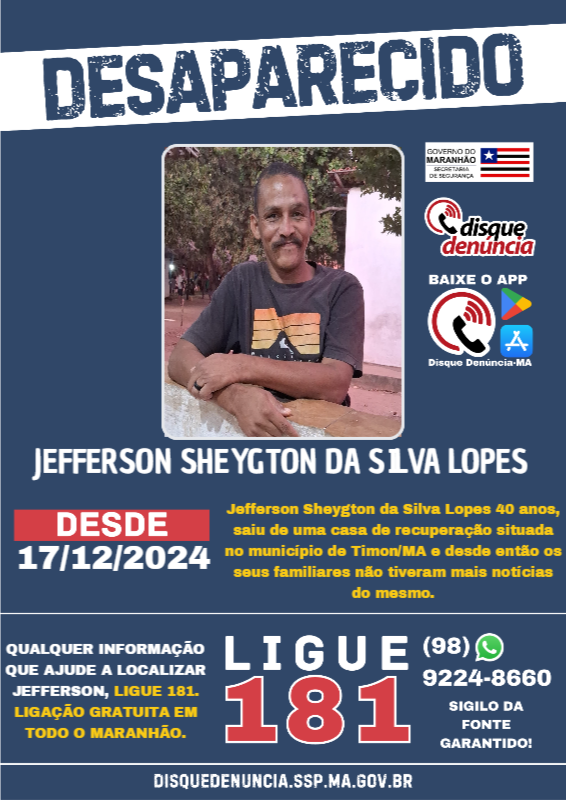 JEFFERSON SHEYGTON DA SILVA LOPES - DESAPARECIDO