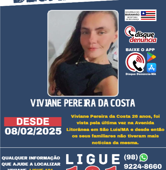 VIVIANE PEREIRA DA COSTA – DESAPARECIDA