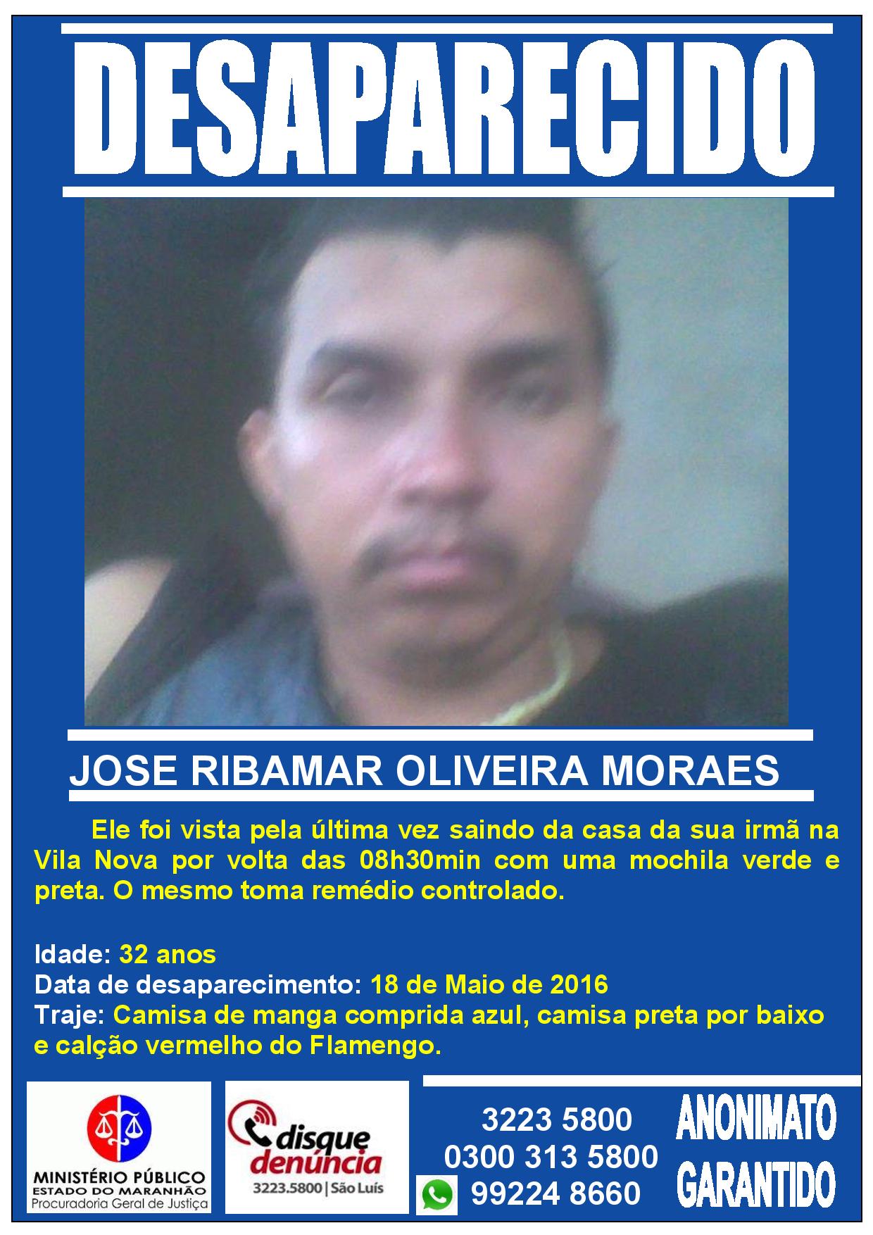 JOSE RIBAMAR OLIVEIRA MORAES - DESAPARECIDO