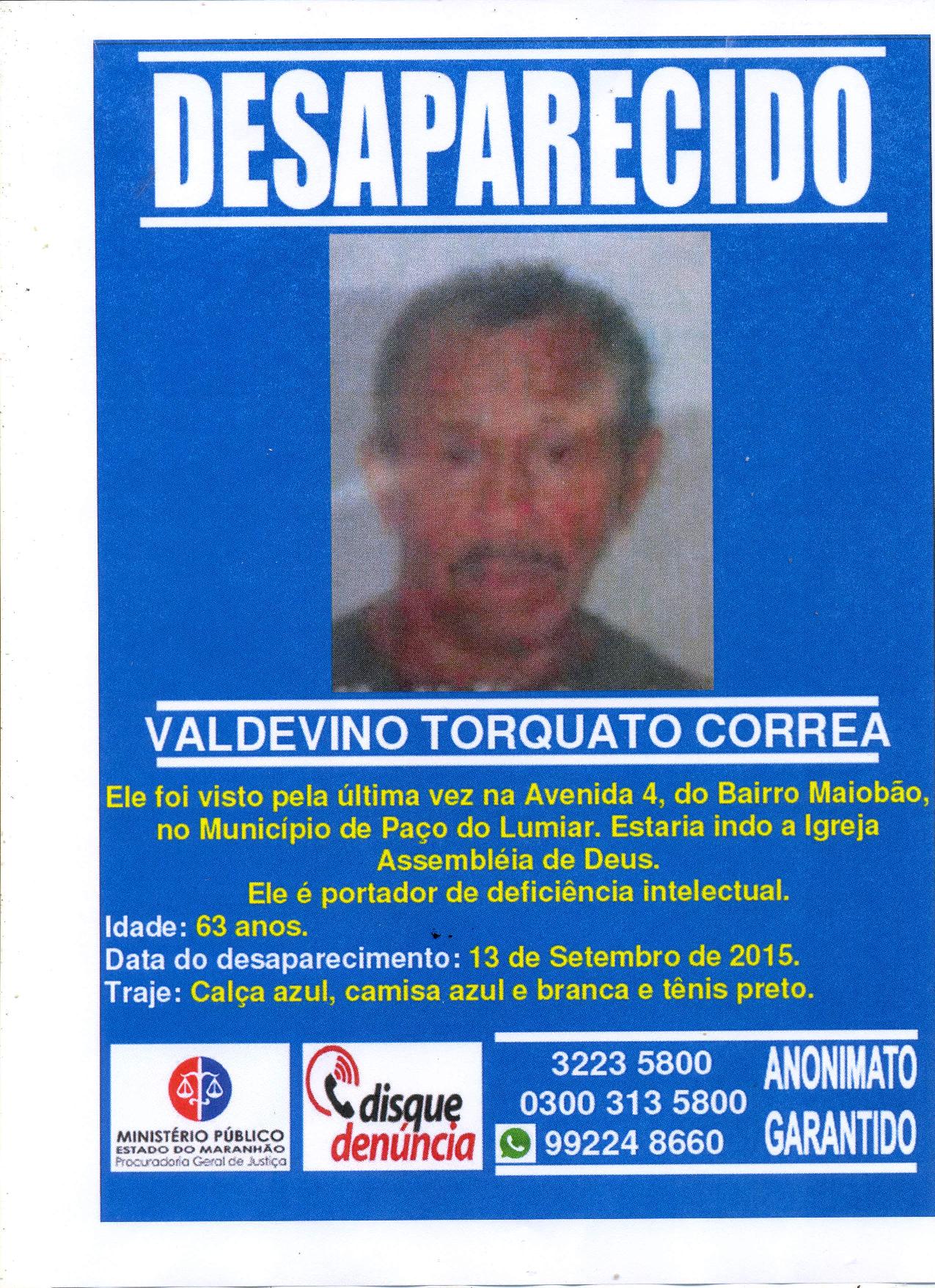 VALDEVINO TORQUATO CORREA- DESAPARECIDO