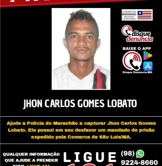 JHON CARLOS GOMES LOBATO – procurado