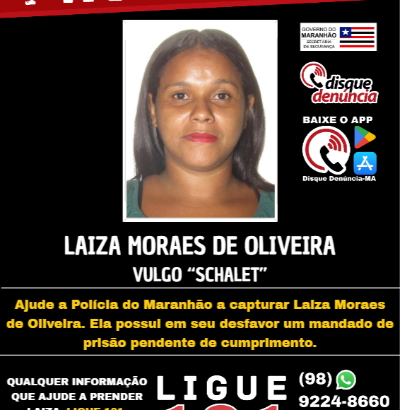 LAIZA MORAES DE OLIVEIRA – PROCURADO